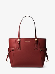 Voyager Small Crossgrain Leather Tote Bag - BRANDY - 30H7GV6T9L