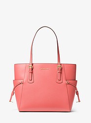 Voyager Small Crossgrain Leather Tote Bag - PINK GRAPEFRUIT - 30H7GV6T9L