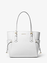 Voyager Small Crossgrain Leather Tote Bag - OPTIC WHITE - 30H7GV6T9L