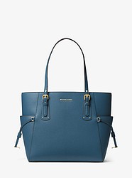 Voyager Small Crossgrain Leather Tote Bag - DK CHAMBRAY - 30H7GV6T9L