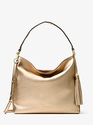 Brooklyn Large Metallic Leather Shoulder Bag  - PALE GOLD - 30H7MBNL3M