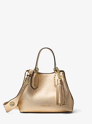 Brooklyn Small Metallic Leather Satchel - PALE GOLD - 30H7MBNT1M