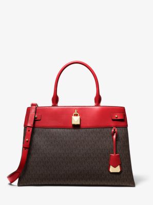 Grande sacoche Gramercy à logo - MARRON/ROUGE VIF(ROUGE) - Michael Kors