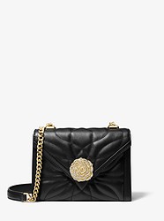Whitney Small Petal Quilted Leather Convertible Shoulder Bag - BLACK - 30H8GWHL5Y