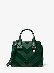 Rollins Small Chevron Leather Satchel - RACING GREEN - 30H8GX3S1O