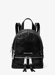 Rhea Mini Python-Embossed Leather Backpack - BLACK - 30H8SEZB1E