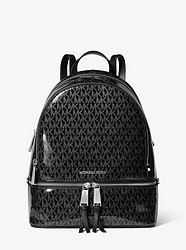 Rhea Medium Glossy Signature Backpack - BLACK/SILVER - 30H8SEZB2V