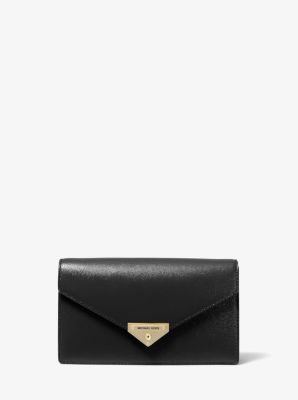 Pochette enveloppe Grace en cuir verni de taille moyenne - NOIR(NOIR) - Michael Kors