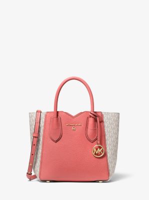 Petite besace Mae en cuir grainé à imprimé logo - PAMPLEMOUSSE ROSE(ROSE) - Michael Kors