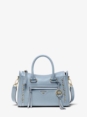 MICHAEL KORS CARINE SMALL STUDDED PEBBLED LEATHER SATCHEL