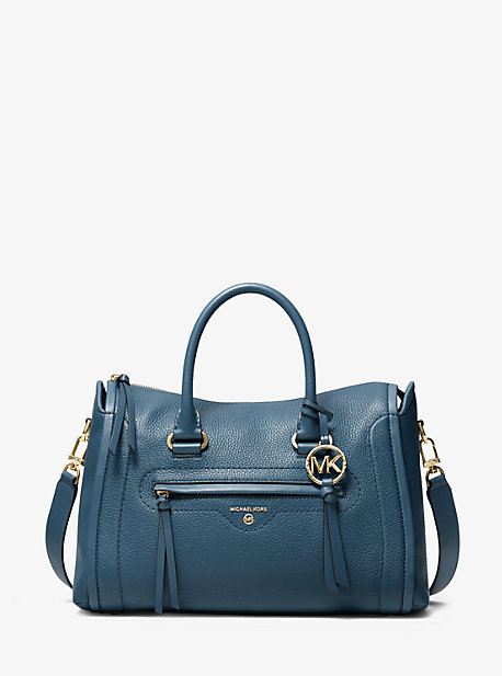 Sac porté main Carine de taille moyenne en cuir grainé - CHAMBRAY FONCÉ - Michael Kors