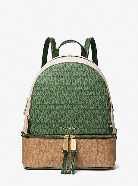 MK Rhea Medium Color-Block Logo Backpack - Amazon Green Multi - Michael Kors product