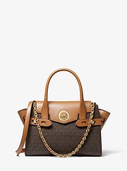 Carmen Small Logo and Leather Belted Satchel  - BRN/ACORN - 30S0GNMS1B