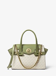 Carmen Small Logo and Leather Belted Satchel  - LIGHT SAGE - 30S0GNMS1B