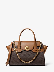 Carmen Large Logo and Leather Belted Satchel  - BRN/ACORN - 30S0GNMS7B