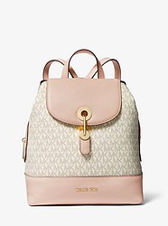 Raven Medium Logo and Pebbled Leather Backpack - VANILLA/SOFT PINK - 30S0GRXB2B