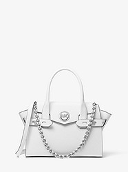 Carmen Small Saffiano Leather Belted Satchel  - OPTIC WHITE - 30S0SNMS0L