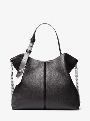 Grand sac porté épaule Downtown Astor en cuir grainé - NOIR/BLANC(NOIR) - Michael Kors