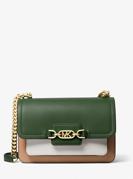 MK Heather Large Color-Block Leather Shoulder Bag - Amazon Green Multi - Michael Kors product