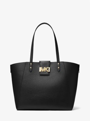 MK Karlie Large Pebbled Leather Tote Bag - Black - Michael Kors