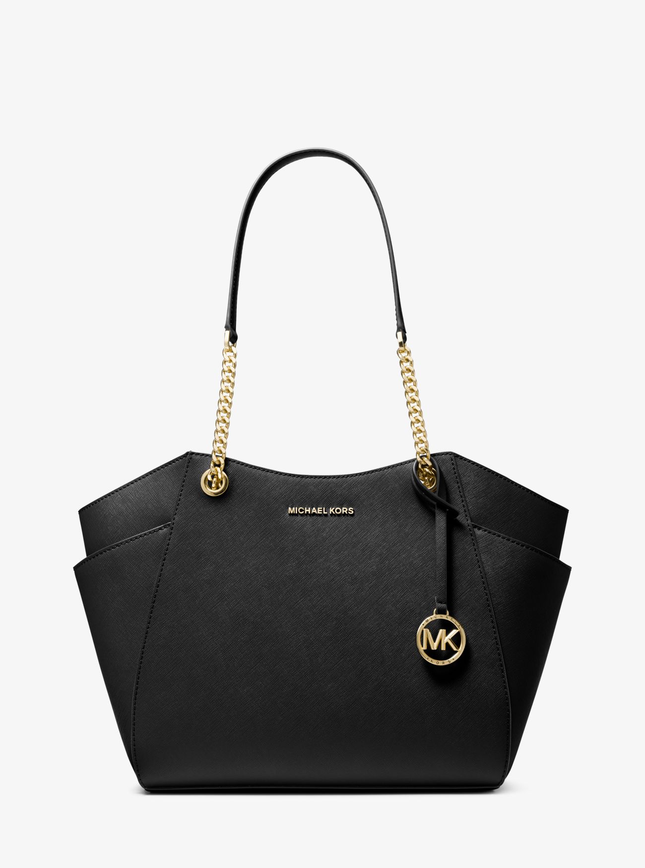 MK Jet Set Travel Large Saffiano Leather Shoulder Bag Black Michael