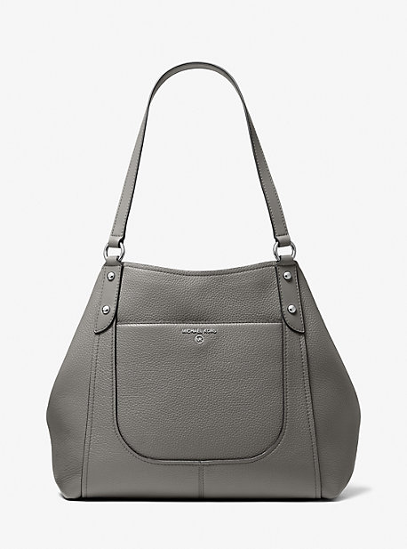 MK Molly Large Pebbled Leather Tote Bag - Heather Grey - Michael Kors