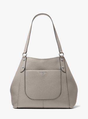 MK Molly Large Pebbled Leather Tote Bag - Pearl Grey - Michael Kors