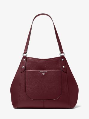 MK Molly Large Pebbled Leather Tote Bag - Merlot - Michael Kors