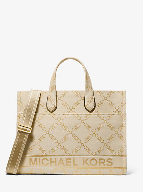 MK Gigi Large Empire Logo Jacquard Large Tote Bag - Pale Gold/natural - Michael Kors product