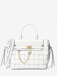 Hamilton Legacy Large Woven Leather Belted Satchel - OPTIC WHITE - 30S3G9HS7L