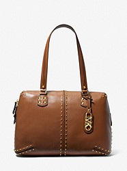 Astor Large Studded Leather Tote Bag - LUGGAGE - 30S3GATE3L
