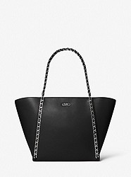 Westley Large Pebbled Leather Chain-Link Tote Bag - BLACK - 30S3S5WT7L