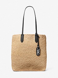 Eliza Large Woven Straw Tote Bag - NATURAL/BLACK - 30S3SZAT3W