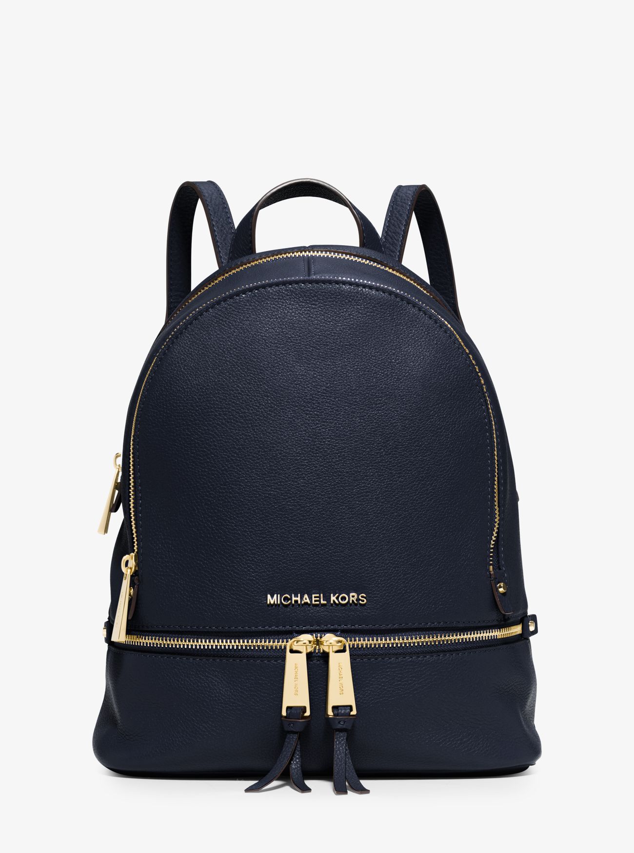 MK Rhea Medium Leather Backpack - Navy - Michael Kors