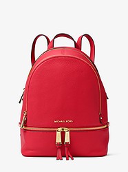Rhea Medium Leather Backpack - BRIGHT RED - 30S5GEZB1L