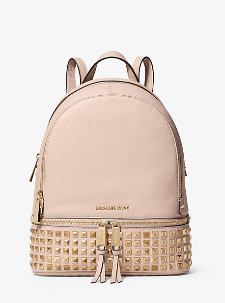 Sac à dos Rhea de taille moyenne en cuir grainé et clouté - ROSE DOUX(ROSE) - Michael Kors