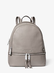 Rhea Medium Leather Backpack   - PEARL GREY - 30S5SEZB1L