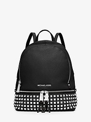 Rhea Medium Studded Pebbled Leather Backpack - BLACK - 30S5SEZB5L