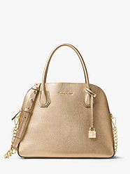 Mercer Large Metallic Leather Dome Satchel - PALE GOLD - 30S7MZ5S3M