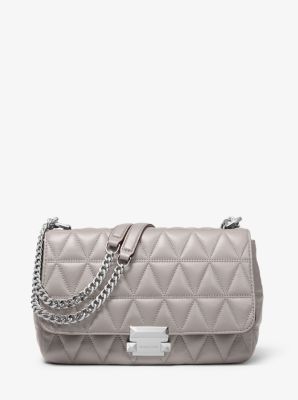 Grand sac porté épaule Sloan en cuir matelassé - GRIS PERLE(GRIS) - Michael Kors
