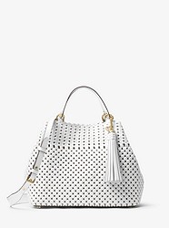 Brooklyn Medium Woven Leather Satchel - OPTIC WHITE - 30S8GBNT3L