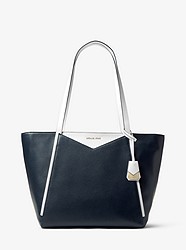 Whitney Large Leather Tote - ADMIRAL/OPTIC WHITE - 30S8GN1T3L