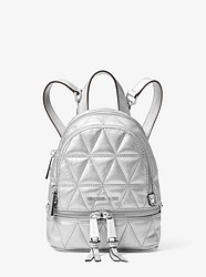 Rhea Mini Metallic Quilted Leather Backpack - SILVER - 30S8MEZB0K