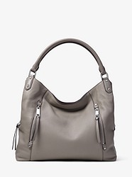 Evie Large Leather Shoulder Bag - PEARL GREY - 30S8SZUE3L