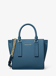 Alessa Small Pebbled Leather Satchel - DK CHAMBRAY - 30S9G0AM2T