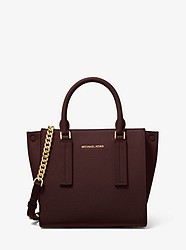 Alessa Small Pebbled Leather Satchel - BAROLO - 30S9G0AM2T
