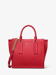 Alessa Medium Pebbled Leather Satchel - BRIGHT RED - 30S9G0AS2T