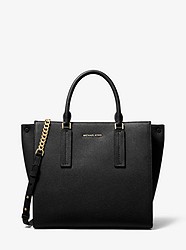 Alessa Large Pebbled Leather Satchel - BLACK - 30S9G0AS3T