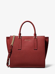 Alessa Large Pebbled Leather Satchel - BRANDY - 30S9G0AS3T