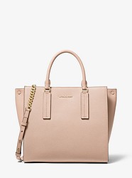 Alessa Large Pebbled Leather Satchel - SOFT PINK - 30S9G0AS3T